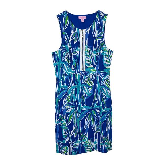 Lilly Pulitzer Penelope Shift Dress 4 Blue Crush Bamboo Sleeveless Mini Preppy - Picture 3 of 8